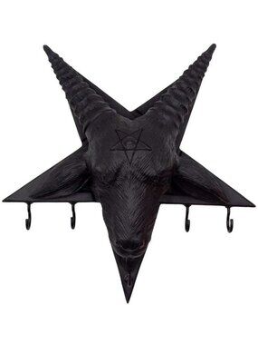 Goat Head Black Baphomet Wall Key Holder hanger NWT